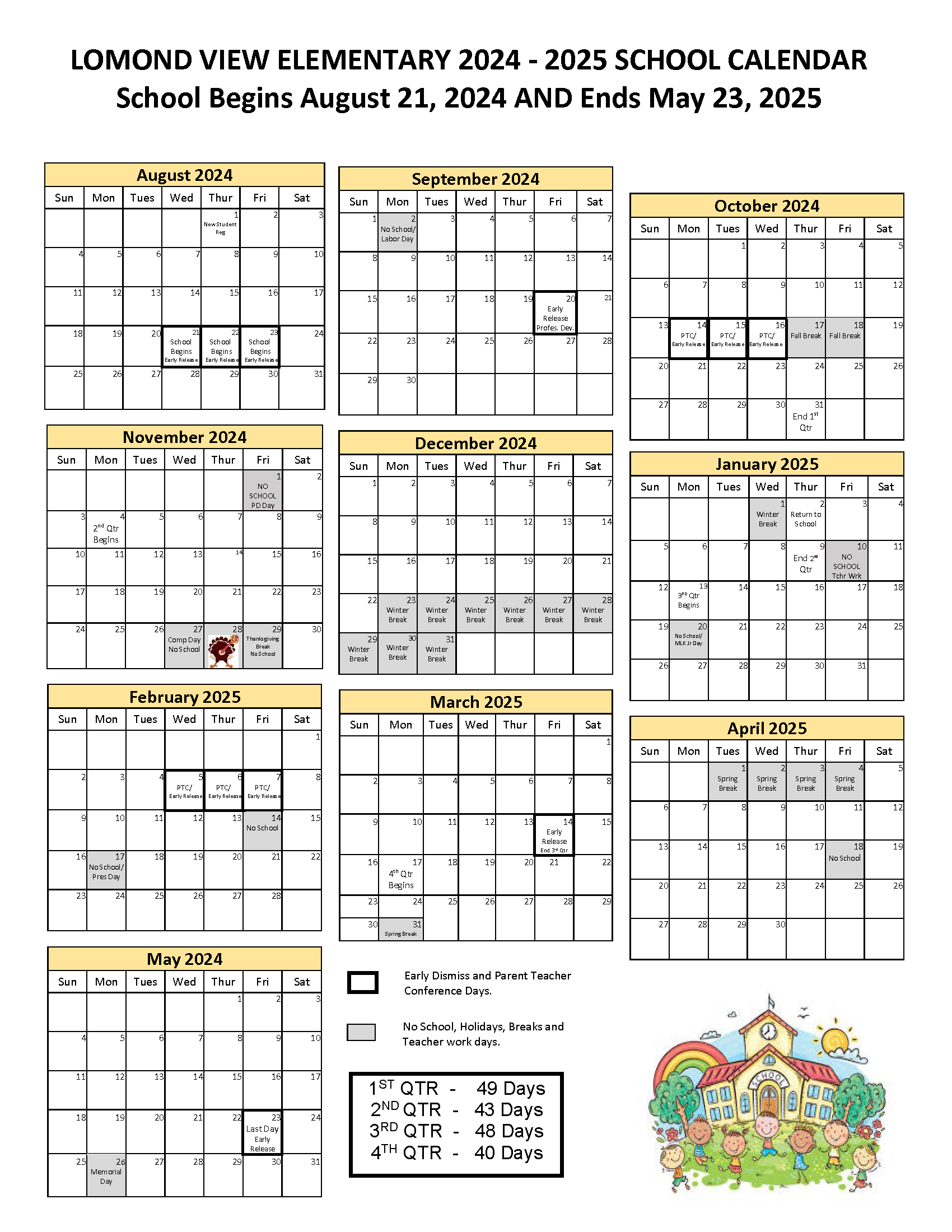 Lomond View Elementary 2024-25 School Calendar